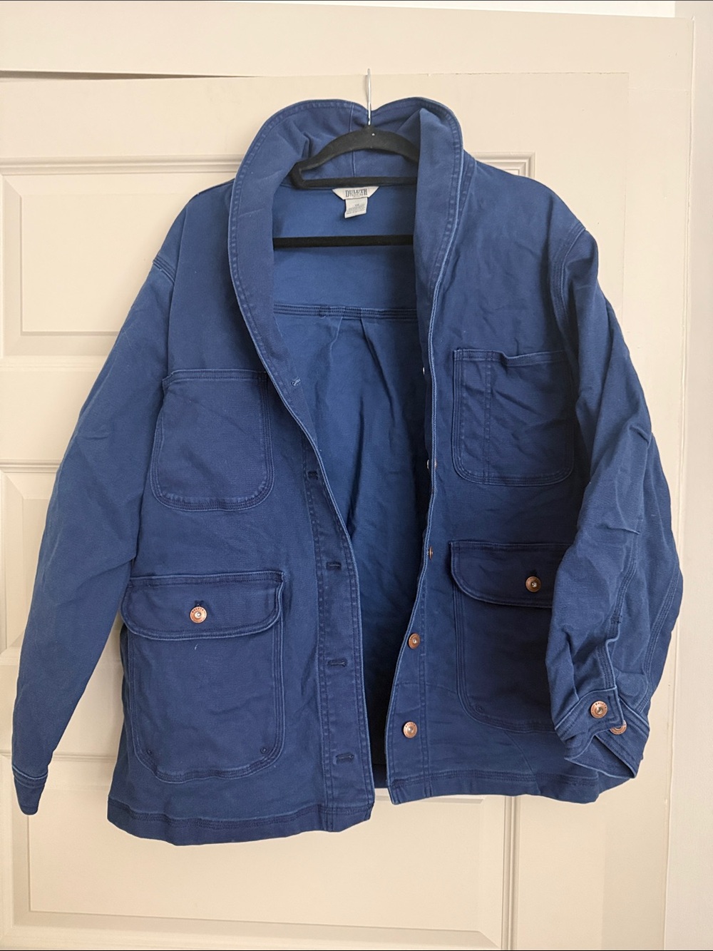 Duluth Trading Co Blue Knit Top with Logo Tag